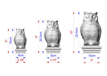 Load image into Gallery viewer, Owl Wooden Finial for Staircase Newel Post, Owl finial bed post, Owl statue of wood, Decorative Newel Post Cap Bird Face