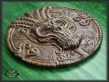 Load image into Gallery viewer, Skull panel gift made of wood, wood wall art, gift for him, wall decor carving, Santa Muerte, Dark Art