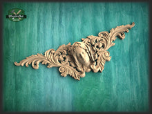 Load image into Gallery viewer, Our Lady Carved Wood Applique for Fireplace Mantel, carved flower, horizontal decor, carved decoration of wood, wooden onlay