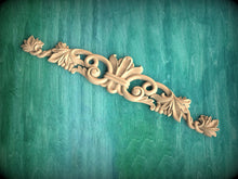 Load image into Gallery viewer, Wall moulding carved wood panel, carved flower, horizontal decor, carved decoration of wood, wooden onlay, Wooden Grapes