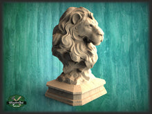 Load image into Gallery viewer, Lion Wooden Statue, Lion statue for Staircase Newel Post, Lion finial bed post, Lion statue of wood, Lion post cap