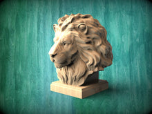 Load image into Gallery viewer, Lion finial bed post, Lion Wooden Finial, Lion statue for Staircase Newel Post, Lion statue of wood