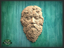 Load image into Gallery viewer, Greenman wood onlay, Greenman Plaque, Wooden Greenman, Green Man, Greenman Carving, Greenman Wood Art