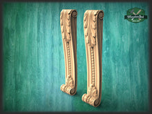 Load image into Gallery viewer, Perfect Carved Wooden Decorative Architectural, Set 2pc, Corbel Wood pilasters for Fireplace, Pair of Carved Wood Trim Post Pillars
