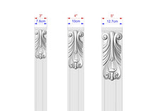 Load image into Gallery viewer, Wood pilasters for Fireplace, Set 2pc, Pair of Carved Wood Trim Post Pillars