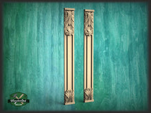 Load image into Gallery viewer, Wood pilasters for Fireplace, Set 2pc, Pair of Carved Wood Trim Post Pillars