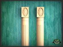 Load image into Gallery viewer, Handcrafted wooden Classic style fluted pilaster , Set 2pc, Pair of Carved Wood Trim Post Pillars