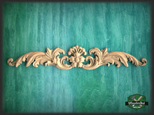 Load image into Gallery viewer, Wall moulding carved wood panel, carved flower, horizontal decor, carved decoration of wood, wooden onlay
