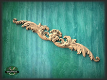 Load image into Gallery viewer, Wall moulding carved wood panel, carved flower, horizontal decor, carved decoration of wood, wooden onlay