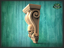 Load image into Gallery viewer, Wooden Skull Corbel, Unpainted, Decorative Carved Wooden Corbel, 1pc, Home Wall Embellishments, wood onlays, wood wall art decor