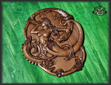 Load image into Gallery viewer, Siren Mermaid Gorgon Solitude wood carved panel, wall art, wall hanging