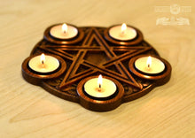 Load image into Gallery viewer, Candle holder, Altar candleholder, Scandinavian, home altar, runic stone, runes, norse, viking, heathen, handmade