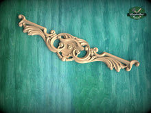 Load image into Gallery viewer, Carved Wood Onlay for Fireplace Mantel, 1pc, Home Wall Embellishments, Furniture Carving, Wood Onlay