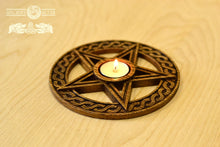 Load image into Gallery viewer, Altar candleholder, Candle holder, Scandinavian, home altar, runic stone, runes, norse, viking, heathen, handmade
