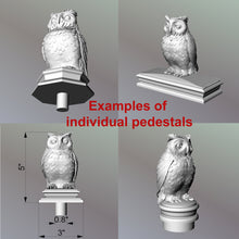 Load image into Gallery viewer, Owl #2 Wooden Finial for Staircase Newel Post, Owl finial bed post, Owl statue of wood, Decorative Newel Post Cap Bird Face