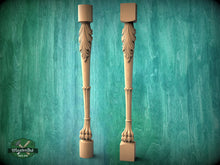 Load image into Gallery viewer, Lion Paw Wooden Baluster for Stairs, Lion leg banister of wood, stair banister lion, Carved wood balusters for stairs