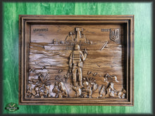 Load image into Gallery viewer, Russian Warship Go F**k Yourself panel made of wood, wood wall art, wall decor carving