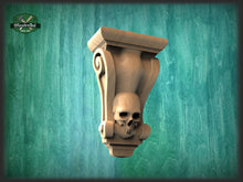 Load image into Gallery viewer, Wooden Skull Corbel, Unpainted, Decorative Carved Wooden Corbel, 1pc, Home Wall Embellishments, wood onlays, wood wall art decor