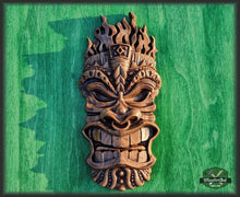 Load image into Gallery viewer, Carved Wood Mask, African Wood mask wall art, wood tribal mask, tiki mask wood