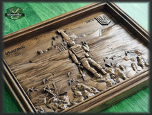 Load image into Gallery viewer, Russian Warship Go F**k Yourself panel made of wood, wood wall art, wall decor carving