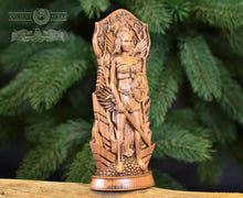 Load image into Gallery viewer, Morrigan statue, Goddess wooden statue Celtic Goddess, Morrigan wood figure Wooden carved statuette Statue for the home altar