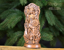 Load image into Gallery viewer, Morrigan statue, Goddess wooden statue Celtic Goddess, Morrigan wood figure Wooden carved statuette Statue for the home altar