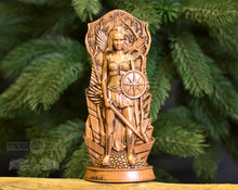 Load image into Gallery viewer, Morrigan statue, Goddess wooden statue Celtic Goddess, Morrigan wood figure Wooden carved statuette Statue for the home altar