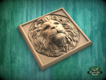 Load image into Gallery viewer, Square Rosette Lion, Carved lion head, Unpainted, 1pc, Applique furniture decor DIY Furniture Trim Supplies wall ornaments pediments