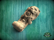 Load image into Gallery viewer, Lion Corbel of wood, Unpainted, Decorative Carved Wooden Corbel, Home Wall Embellishments, wood onlays, wood wall art decor