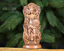 Load image into Gallery viewer, Morrigan statue, Goddess wooden statue Celtic Goddess, Morrigan wood figure Wooden carved statuette Statue for the home altar