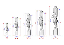 Load image into Gallery viewer, Carved Lion Decorative Post for Staircase from solid wood, 1pc, Lion statue, Custom size wood balusters for stairs