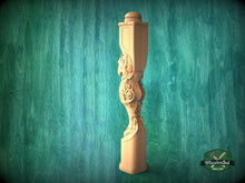 Load image into Gallery viewer, Carved Lion Decorative Post for Staircase from solid wood, 1pc, Lion statue, Custom size wood balusters for stairs