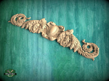 Load image into Gallery viewer, Carved Wood Applique for Kitchen Hood, 1pc, Unfinished, Home Wall Embellishments, Furniture Carving, Wood Onlay