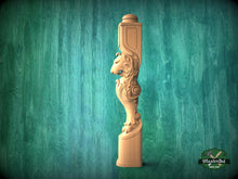 Load image into Gallery viewer, Carved Lion Decorative Post for Staircase from solid wood, 1pc, Lion statue, Custom size wood balusters for stairs