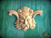 Load image into Gallery viewer, Green man Wall Plaque, Wooden Face Onlay, Green Man of wood, Wood Green Man, Oak Green Man Plaque, Green Man carved