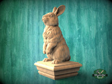 Load image into Gallery viewer, Rabbit Wooden Finial for Staircase Newel Post, Rabbit finial bed post, Rabbit statue of wood, Wooden Rabbit statue cap