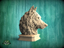 Load image into Gallery viewer, Wolf Wooden Finial for Staircase Newel Post, Wolf finial bed post, Wolf statue of wood, Wooden Wolf statue cap