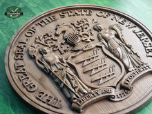 Load image into Gallery viewer, The Great Seal Of The State of New Jersey, wall hanging, New Jersey Logo state seal