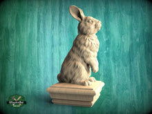 Load image into Gallery viewer, Rabbit Wooden Finial for Staircase Newel Post, Rabbit finial bed post, Rabbit statue of wood, Wooden Rabbit statue cap