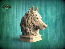 Load image into Gallery viewer, Wolf Wooden Finial for Staircase Newel Post, Wolf finial bed post, Wolf statue of wood, Wooden Wolf statue cap