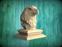 Load image into Gallery viewer, Eagle Wooden Finial for Staircase Newel Post, Eagle finial bed post, Eagle statue of wood, Wooden Eagle statue cap