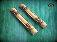 Load image into Gallery viewer, Handcrafted Carved floral style pilasters , Set 2pc, Pair of Carved Wood Trim Post Pillars