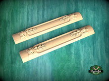 Load image into Gallery viewer, Handcrafted Carved floral style pilasters , Set 2pc, Pair of Carved Wood Trim Post Pillars