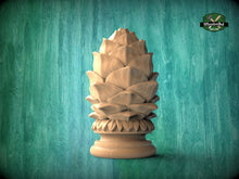 Load image into Gallery viewer, Ornate Wooden Cedar Cone finial for balustrade post, Pinecone finial, Staircase Newel Post Cap, Bed finials