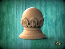 Load image into Gallery viewer, Wooden Carved Post Finials with round base, Staircase Newel Post Cap, Bed finials