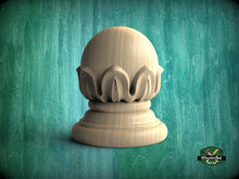 Load image into Gallery viewer, Wooden Carved Post Finials with round base, Staircase Newel Post Cap, Bed finials