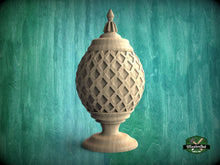 Load image into Gallery viewer, Grid Shaped Finial For Staircases, Carved Post Finials with round base, Staircase Newel Post Cap, Bed finials