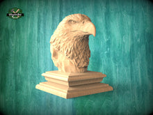 Load image into Gallery viewer, Eagle Wooden Finial for Staircase Newel Post, Eagle finial bed post, Eagle statue of wood, Wooden Eagle statue cap