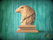 Load image into Gallery viewer, Eagle Wooden Finial for Staircase Newel Post, Eagle finial bed post, Eagle statue of wood, Wooden Eagle statue cap