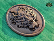 Load image into Gallery viewer, Daemon Face Carved o Wood, Demon mask for decoration, Devil Decor, Wooden Wall art